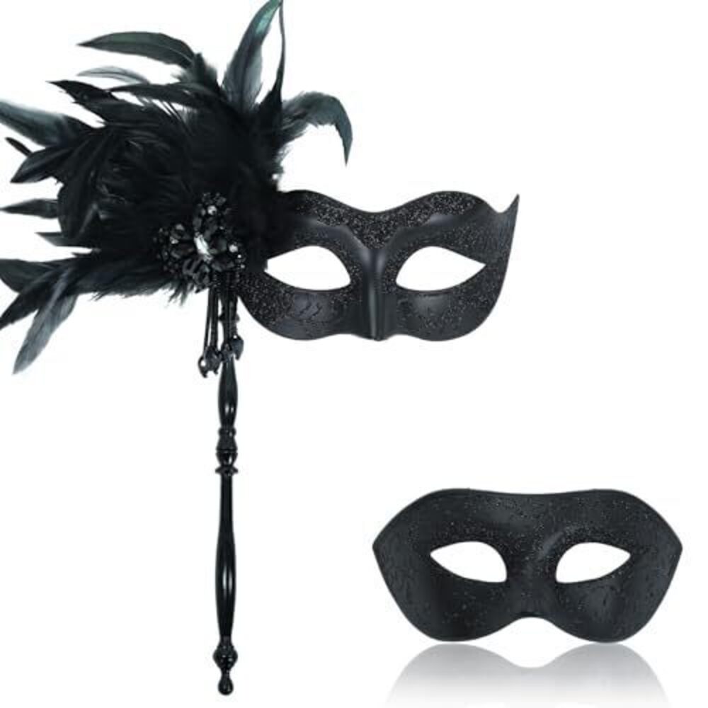 3943 Masquerade Mask for Couples Comfortable Masquerade Mask with Stick